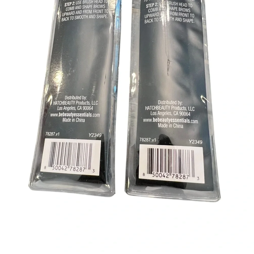 Beauty Essentials Makeup Brush‎ 2 Pc Spoolie Eyebrow Silver Handle NEW